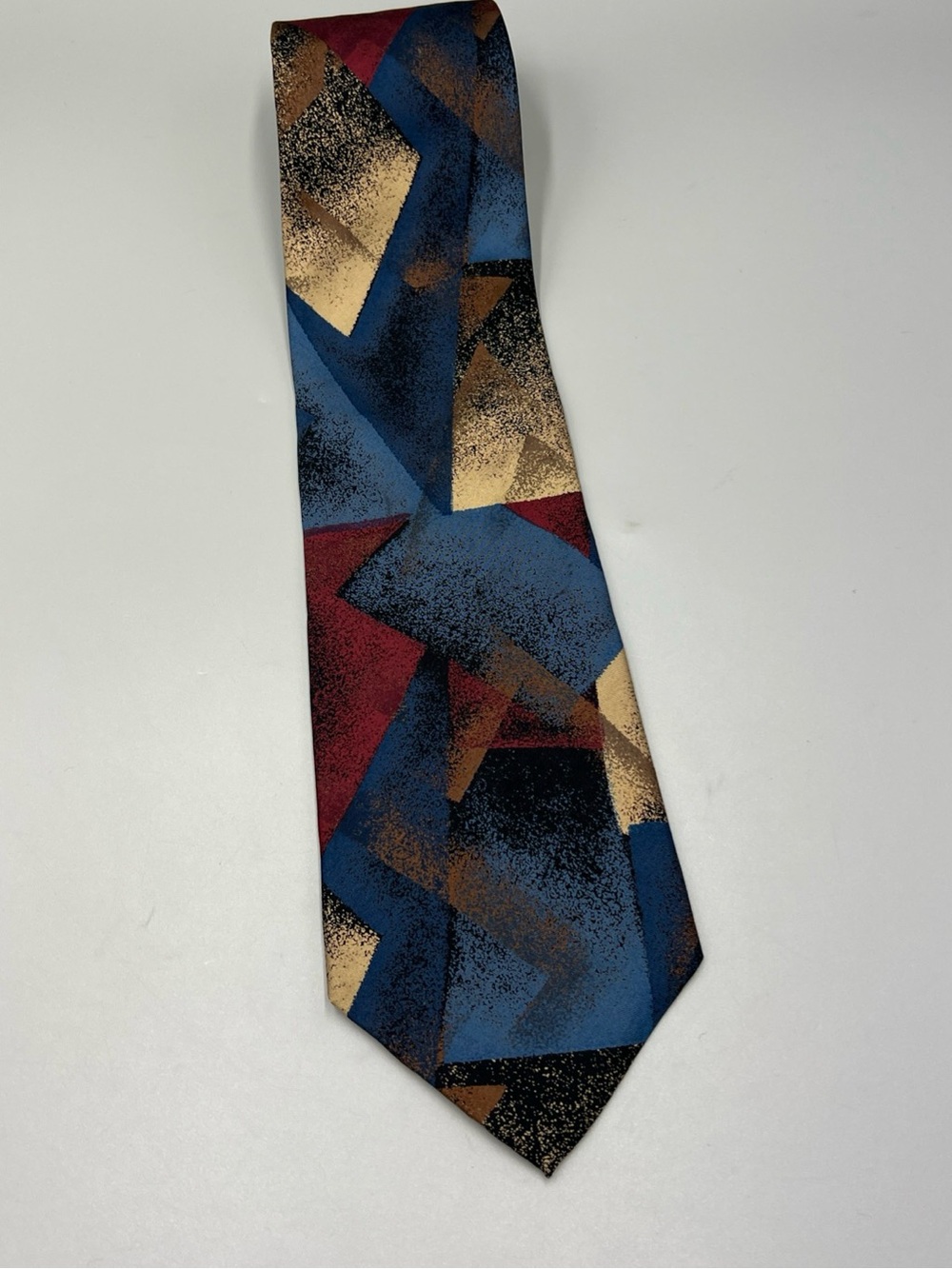 VTG Halston III 100% Italian Silk Tie, Abstract Geometric. 4" Wide. Made In USA